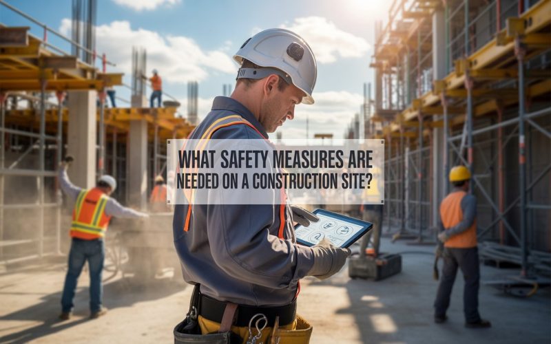 worker checking for safety measures in construction site